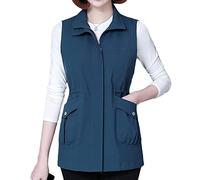 Gilet utilitaire zippé pour femmes Gilet d'extérieur Veste sans manches Veste printemps-automne