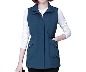Gilet utilitaire zippé pour femmes Gilet d'extérieur Veste sans manches Veste printemps-automne