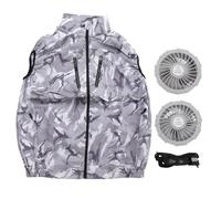 Gilet Ventilateur Détachable, Veste Climatisée d'Été, Taille XXXL Blanc Camouflage - Refroidissement USB, Protection UV, Conçu pour Jardinage et Travaux Extérieurs (Camouflage léger)