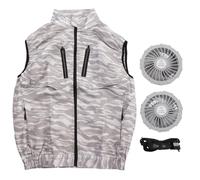 Gilet Ventilateur Détachable, Veste Climatisée d'Été, Taille XXXL Blanc Camouflage - Refroidissement USB, Protection UV, Conçu pour Jardinage et Travaux Extérieurs (Camouflage blanc)