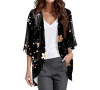 Gilets Cardigan Femme Ete,Chic Et Elegant Fleurie Gilet Veste Ouvert Sur Le Devant Été Legere Fluide Manches Longues Cardigans Pour Femmes Gilet Manche Courte Femme