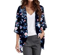 Gilets Cardigan Femme Ete,Chic Et Elegant Fleurie Gilet Veste Ouvert sur Le Devant Été Legere Fluide Manches Longues Cardigans pour Femmes Gilet Femme Manches Courtes