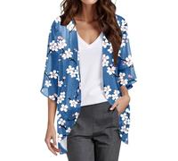 Gilets Cardigan Femme Ete,Chic Et Elegant Fleurie Gilet Veste Ouvert sur Le Devant Été Legere Fluide Manches Longues Cardigans pour Femmes Poncho Femme