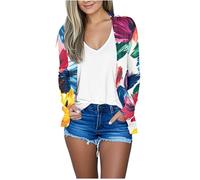 Gilets Cardigan Femme Ete,Chic Et Elegant Fleurie Gilet Veste Ouvert sur Le Devant Été Legere Fluide Manches Longues Cardigans pour Femmes Gilet Trail Femme