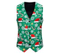 Gilets de Noël Hommes Paisley Funny Santa Claus Gilet de Noël Coupe régulière Festive Carré Nouveauté Graphique Jacquard Fête Mariage Costume de Noël Gilet Ensemble Veste sans Manches