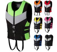 Gilets De Sauvetage Portables en Néoprène pour Adultes, Aide À La Flottabilité Dispositif De Navigation en Plein Air Gilets De Flotteur De Natation Réglables(Black Green,L)