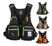 Gilets de Sauvetage pour Adultes Gilet de Flottaison Ajustable avec Multipoches pour Pêche À la Mouche Kajak Navigation Surf Sports Nautiques Sécurité en Milieu Aquatique(Black)