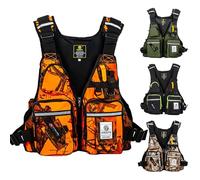 Gilets de Sauvetage pour Adultes Gilet de Flottaison Ajustable avec Multipoches pour Pêche À la Mouche Kajak Navigation Surf Sports Nautiques Sécurité en Milieu Aquatique(Orange)