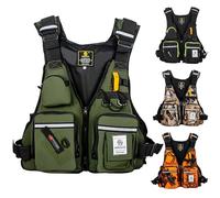 Gilets de Sauvetage pour Adultes Gilet de Flottaison Ajustable avec Multipoches pour Pêche À la Mouche Kajak Navigation Surf Sports Nautiques Sécurité en Milieu Aquatique(Green)