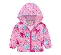 Gilets de sécurité et filles printemps et hiver décontracté vent impression veste à capuche légère veste d'hiver bébé 50, Rose, 4-5 ans