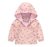 Gilets de sécurité et filles printemps et hiver décontracté vent impression veste à capuche légère veste d'hiver bébé 50, Rose, 12-18 mois