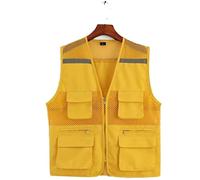 Gilets de sécurité, Gilet de sécurité en maille haute visibilité, poches réfléchissantes, fermeture éclair, travail extérieur, multicolore, plusieurs tailles(Giallo,4XL)