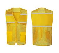 Gilets de sécurité, Gilet de travail d'extérieur en maille haute visibilité avec fermeture éclair for hommes et femmes, avec poches, multicolore, plusieurs tailles(Giallo,Large)