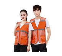 Gilets de sécurité, Gilet de travail d'extérieur en maille haute visibilité avec fermeture éclair for hommes et femmes, avec poches, multicolore, plusieurs tailles(Oranje,Large)
