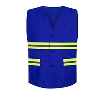 Gilets de sécurité, Gilets réfléchissants fluorescents haute visibilité multicolores for les travaux d'assainissement et de construction en extérieur(Blu)