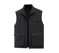 Gilets en polaire pour homme | Gilet de travail décontracté sans manches léger multifonction pour le travail, la pêche, la chasse, la randonnée, le camping, la photographie, Noir , 4X-Large