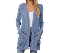 Gilets Femme Sweats Femme Doux Elegant Sport Manches Longues Léger Casual Col en V Gilets Chic Et Elegant Décontracté Tricot Automne Hiver Ouvert Devant Tendance Veste Bleu Royal XXL