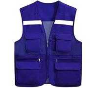 Gilets haute visibilité, Haute visibilité, sécurité avec plusieurs poches en gros Travaux extérieurs Convient aux bénévoles de la construction(Blue,XXXL)