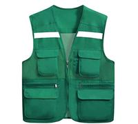 Gilets haute visibilité, Haute visibilité, sécurité avec plusieurs poches en gros Travaux extérieurs Convient aux bénévoles de la construction(Green,XXXL)