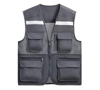 Gilets haute visibilité, Haute visibilité, sécurité avec plusieurs poches en gros Travaux extérieurs Convient aux bénévoles de la construction(Gray,XXXL)