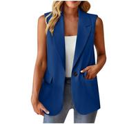 Gilets pour femmes sans manches, blazers décontractés à revers avec un bouton, veste habillée pour dames, gilet avec poche, coupe ample, sans manches, élégant pour le travail et le bureau, costume