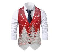 Gilets Pour Homme Motif De NoëL ThèMe Gilet Col V Sans Manches Cardigan Avec Tresse Et Boutons Coton Avec Boutons De Loisirs Col En Veste Top Hommes NoëL Manches Courtes Tops Slim Fit Gilet Costume