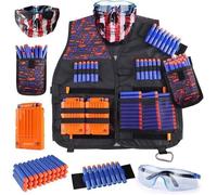 Gilets Tactiques Camouflage pour enfants - Nerf N-Strike Elite avec Clips de Chargeurs + 30 Fléchettes + Masque et Lunettes