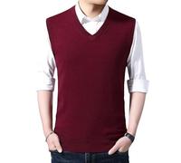 Gilets Tricotés pour Hommes, Pull Sans Manches En Tricot pour Homme, Pull Épais En Mélange De Laine, Col En V, Gilet D'Affaires Occidental, Tricot, Automne Hiver, Gilet En Laine, Coupe Ajustée,