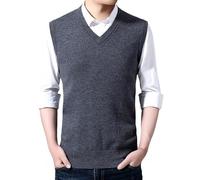 Gilets Tricotés pour Hommes, Pull Sans Manches En Tricot pour Homme, Pull Épais En Mélange De Laine, Col En V, Gilet D'Affaires Occidental, Tricot, Automne Hiver, Gilet En Laine, Coupe Ajustée,