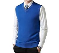 Gilets Tricotés pour Hommes, Pull Sans Manches En Tricot pour Homme, Pull Épais En Mélange De Laine, Col En V, Gilet D'Affaires Occidental, Tricot, Automne Hiver, Gilet En Laine, Coupe Ajustée,