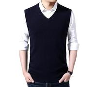 Gilets Tricotés pour Hommes, Pull Sans Manches En Tricot pour Homme, Pull Épais En Mélange De Laine, Col En V, Gilet D'Affaires Occidental, Tricot, Automne Hiver, Gilet En Laine, Coupe Ajustée,