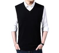 Gilets Tricotés pour Hommes, Pull Sans Manches En Tricot pour Homme, Pull Épais En Mélange De Laine, Col En V, Gilet D'Affaires Occidental, Tricot, Automne Hiver, Gilet En Laine, Coupe Ajustée,