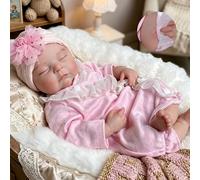 Gileutay 45cm Poupées en Silicone Souples Fille Poupée Reborn pour Tout Le Corps Poupées Nouveau-Né Réalistes Yeux Fermer Poupée Peinte à La Main