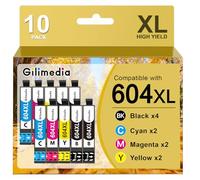 GILIMEDIA 604XL Cartouches d'encre Compatible pour Epson 604XL 604 XL pour Expression Home XP-2200 XP-2205 XP-3205 XP-3200 XP-4200 XP-4205 Workforce WF-2910 WF-2930 WF-2935 WF-2950 (10-Pack)