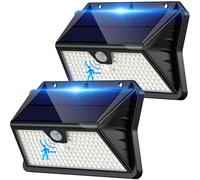 Giliwosy Lampe Solaire Exterieur, 2 Pack 3 Modes Lumiere Exterieur Detecteur de Mouvement IP65 Etanche Spot Solaire Exterieur Puissant pour Applique Jardin, Garage, Patio (Blanc Froid)