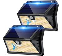Giliwosy Lampe Solaire Exterieur, 2 Pack 3 Modes Lumiere Exterieur Detecteur de Mouvement IP65 Etanche Spot Solaire Exterieur Puissant pour Applique Jardin, Garage, Patio (Blanc Chaud)