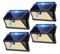Giliwosy Lampe Solaire Exterieur, 4 Pack 3 Modes Lumiere Exterieur Detecteur de Mouvement IP65 Etanche Spot Solaire Exterieur Puissant pour Applique Jardin, Garage, Patio (Blanc Chaud)