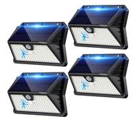 Giliwosy Lampe Solaire Exterieur, 4 Pack 3 Modes Lumiere Exterieur Detecteur de Mouvement IP65 Etanche Spot Solaire Exterieur Puissant pour Applique Jardin, Garage, Patio (Blanc Froid)