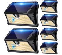 Giliwosy Lampe Solaire Exterieur, 6 Pack 3 Modes Lumiere Exterieur Detecteur de Mouvement IP65 Etanche Spot Solaire Exterieur Puissant pour Applique Jardin, Garage, Patio (Blanc Chaud)