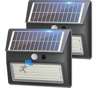 Giliwosy Lampe Solaire Exterieur, 6500K【Lot de 2】 Solaire Projecteur avec Détecteur de Mouvement 3 Modes 130 LED Sans Fil Lumiere Solaire Exterieur IP54 Éclairage Extérieur pour Jardin, Garage, Patio