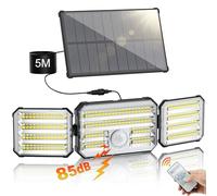 Giliwosy Lampe Solaire Extérieur avec Détecteur de Mouvement, Lumière Solaire Extérieur avec Télécommande 4 Modes 7000K 2000mAh IP67 Étanche, 1 Pièce
