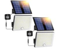 Giliwosy Lampe Solaire Exterieur Detecteur de Mouvement,113 LED 2000 mAh 4 Modes IP65 Étanche Lumiere Solaire Exterieur,Spot Led Extérieur pour Jardin Garage avec Câble de 5M,2 Pièces