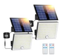 Giliwosy Lampe Solaire Exterieur Detecteur de Mouvement, Lumiere Solaire Exterieur avec Télécommande 113 LED 2000 mAh 4 Modes IP65 Étanche, Spot Led Extérieur pour Jardin avec Câble de 5M, 2 Pièces