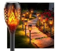Giliwosy Lampes Solaires de Jardin pour Extérieur, [10 Pièces] Design Feu de Camp, Torches Solaires IP44 Étanches, Lampe Solaire pour Jardin, Allées, Cours, Pelouse