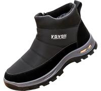 GILKUO Chaussures Bottes de Neige homme Fourrées Bottines Hiver Impermeable Chaude Boots Fermeture Éclair Noir Taille 43