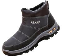 GILKUO Chaussures Bottes de Neige homme Fourrées Bottines Hiver Impermeable Chaude Boots Fermeture Éclair Gris Taille 38