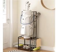 GILLAS Organiseur de sac de golf pour garage, organiseur de sacs de golf à 2 niveaux, organiseur de sac de clubs de golf en bois, accessoires d'équipement de golf, club, abri de jardin, sous-sol