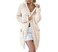 Gillet Femme,Cardigan Épais En Tricot Torsadé Pour Femme Cardigan Long Ouvert Devant Revers Châle Pull En Cachemire Doux Pull Élégant Top Transition Veste Cardigan Manteau Outwear Automne Hiver,Blan