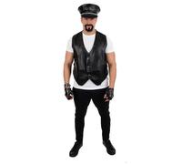 Unique - Gilet sans manche PTIT CLOWN - Biker simili cuir PU - Mixte Noir - Taille unique