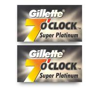 Gillette 7 o' Clock Super Platinum - 10 Lames de Rasoir Double Tranchant pour Rasoir de Sûreté, Rasage de Précision et Coupe Nette